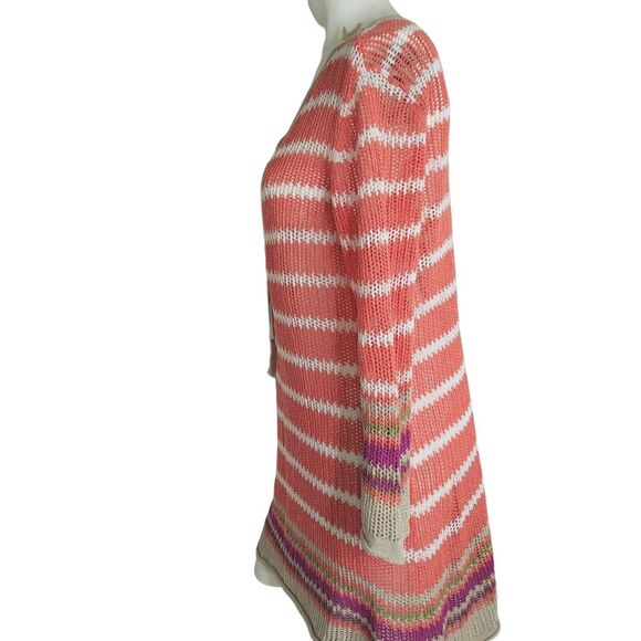 Tommy Bahama Medium Knit Top women stretch keyhole drawstring tie sheer linen - Picture 5 of 11